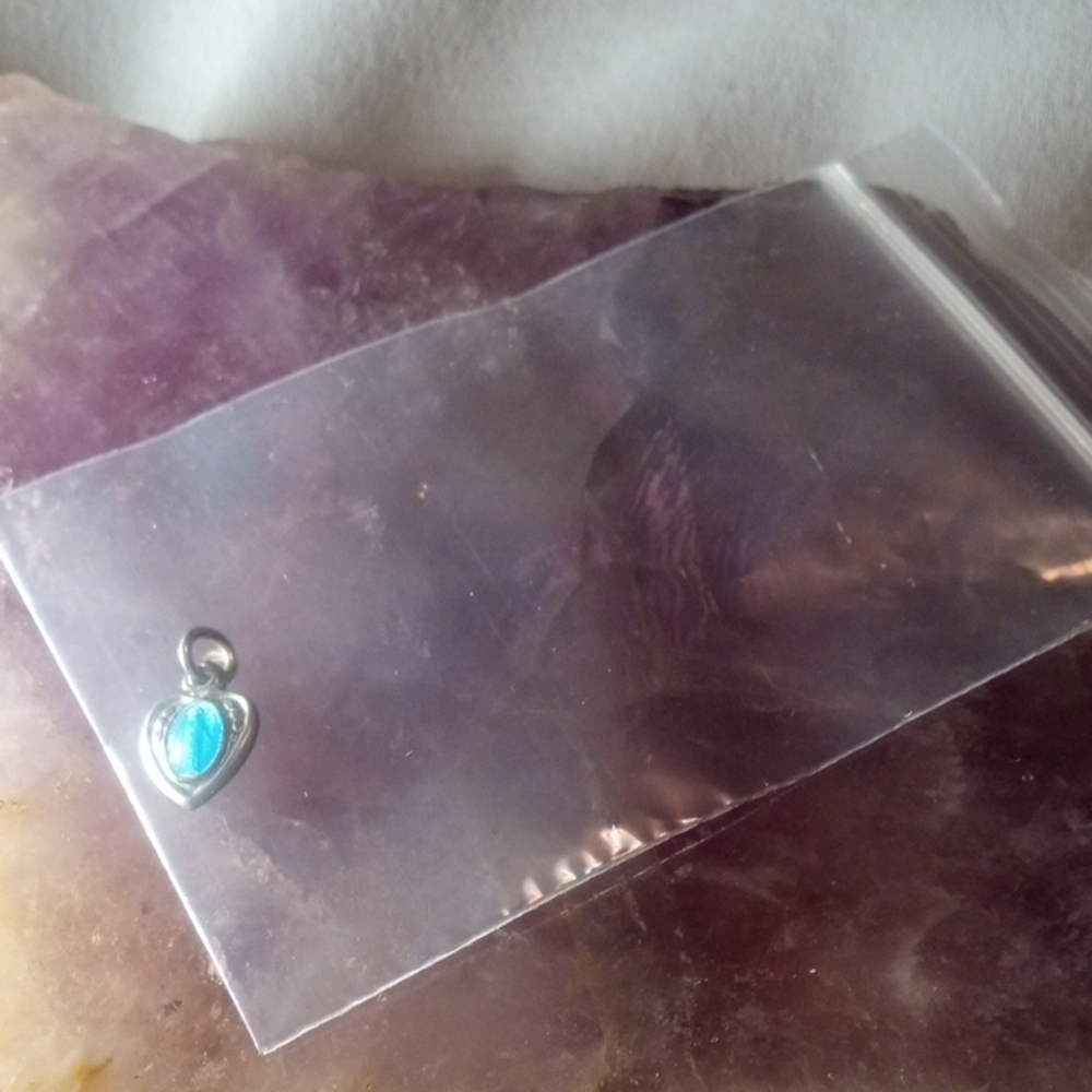 Silver and Blue Heart Charm With Religious Idol - Picture 8 of 9